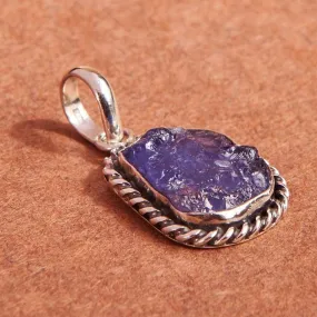 Natural Rough Violet Blue Tanzanite Gemstone Pendant, 925 Sterling Silver Handmade Gift Jewelry, Designer Tanzanite Gemstone, Handmade Jewelry