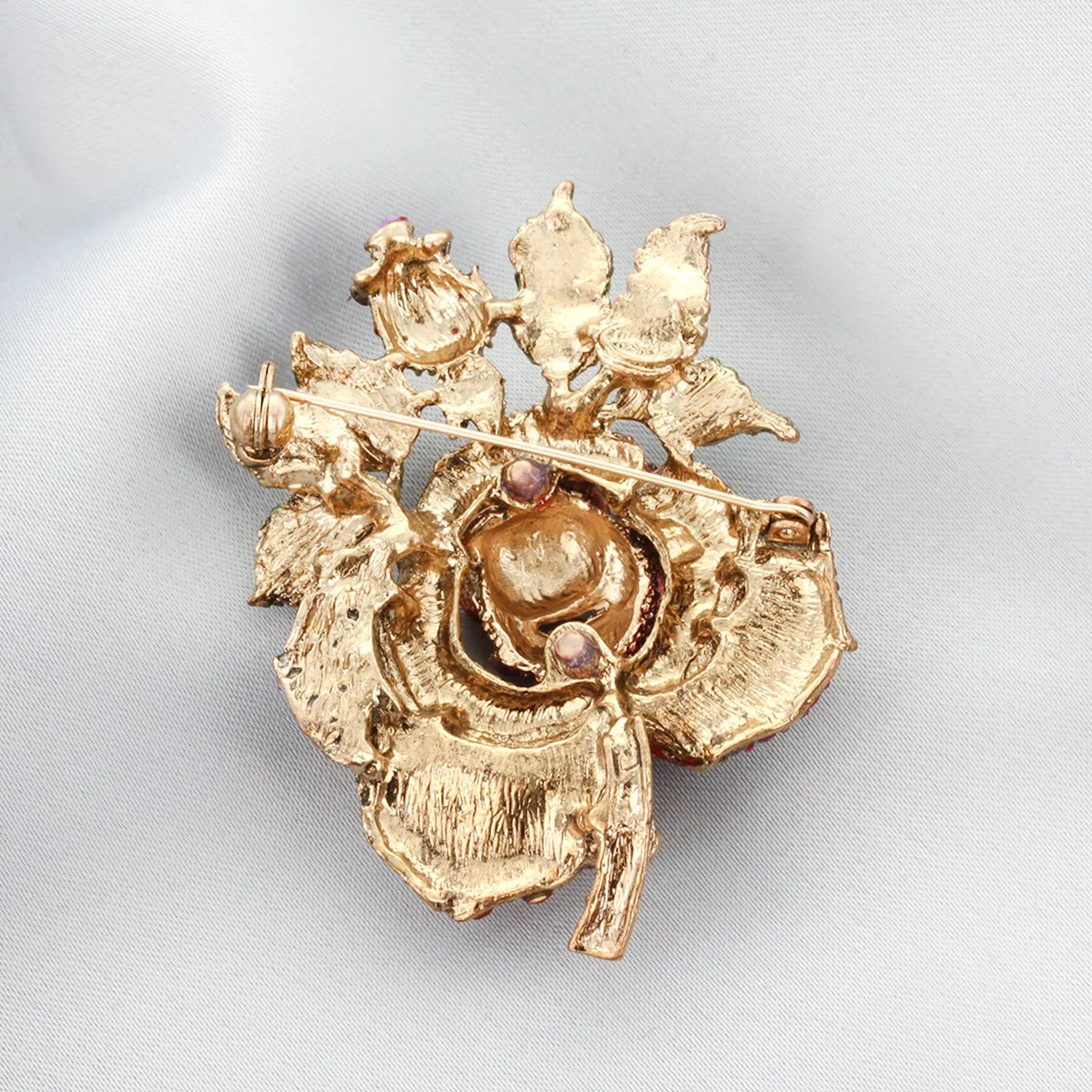 Nevaeh Rose Rhinestone Brooch - Red