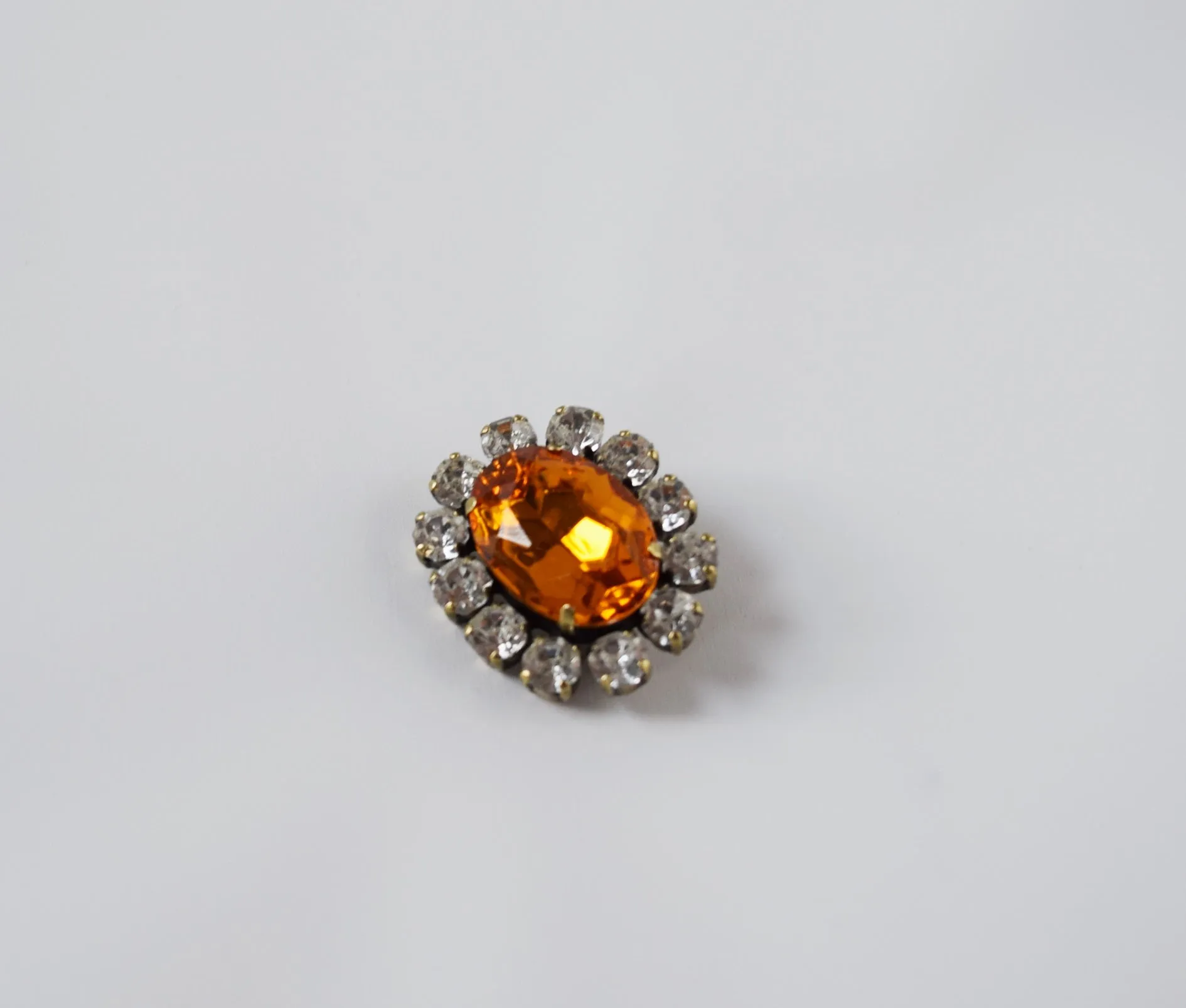 Orange Topaz Crystal Cluster Brooch