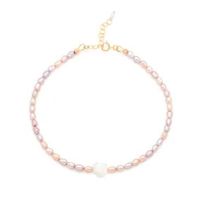 Pearl Heart Anklet | Mauve