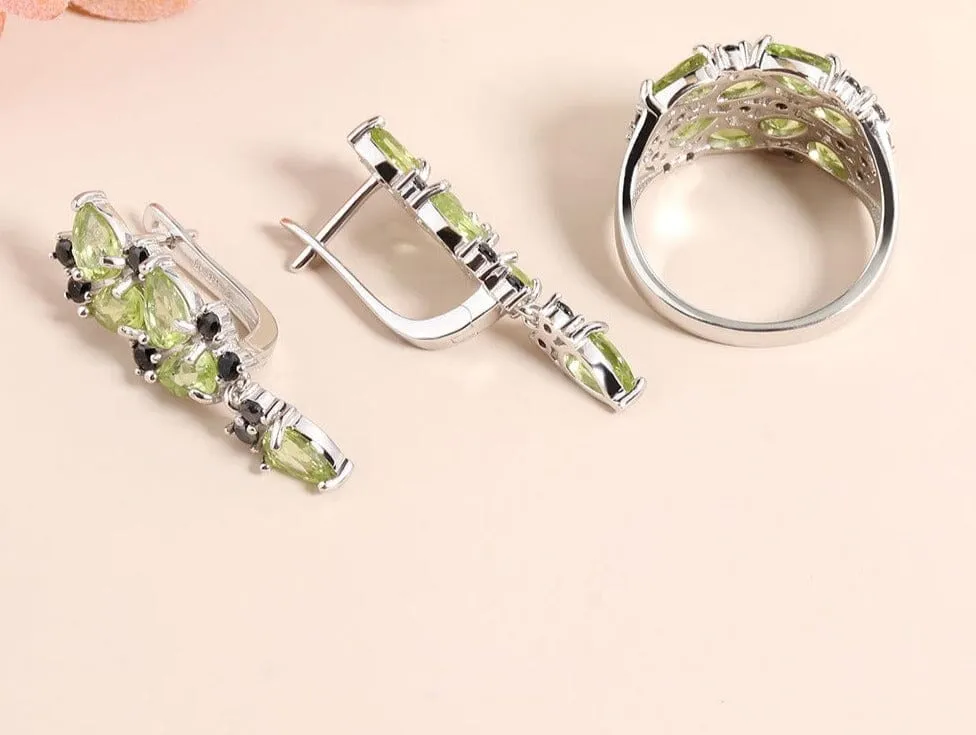 Peridot 925 Sterling Silver Jewelry Set