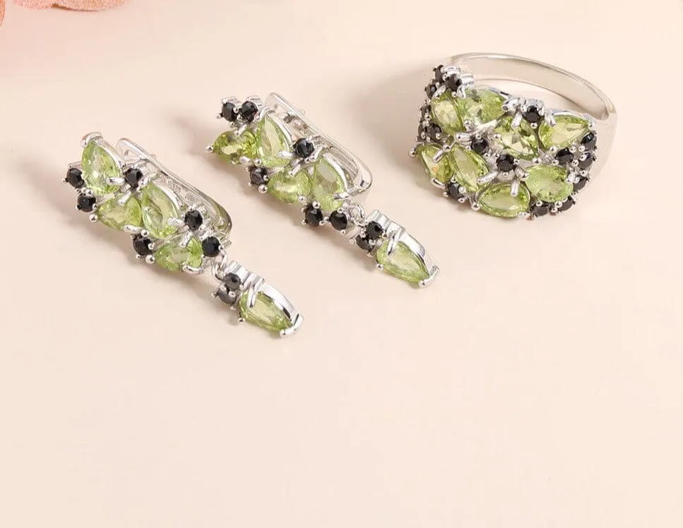 Peridot 925 Sterling Silver Jewelry Set