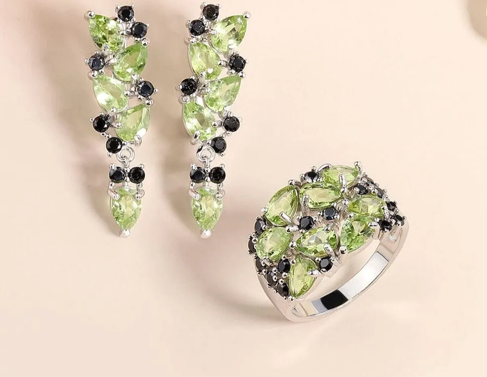 Peridot 925 Sterling Silver Jewelry Set