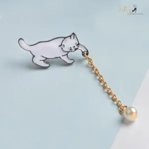 Playful Cat Lapel Pin / Brooch (Enamel Over Metal)