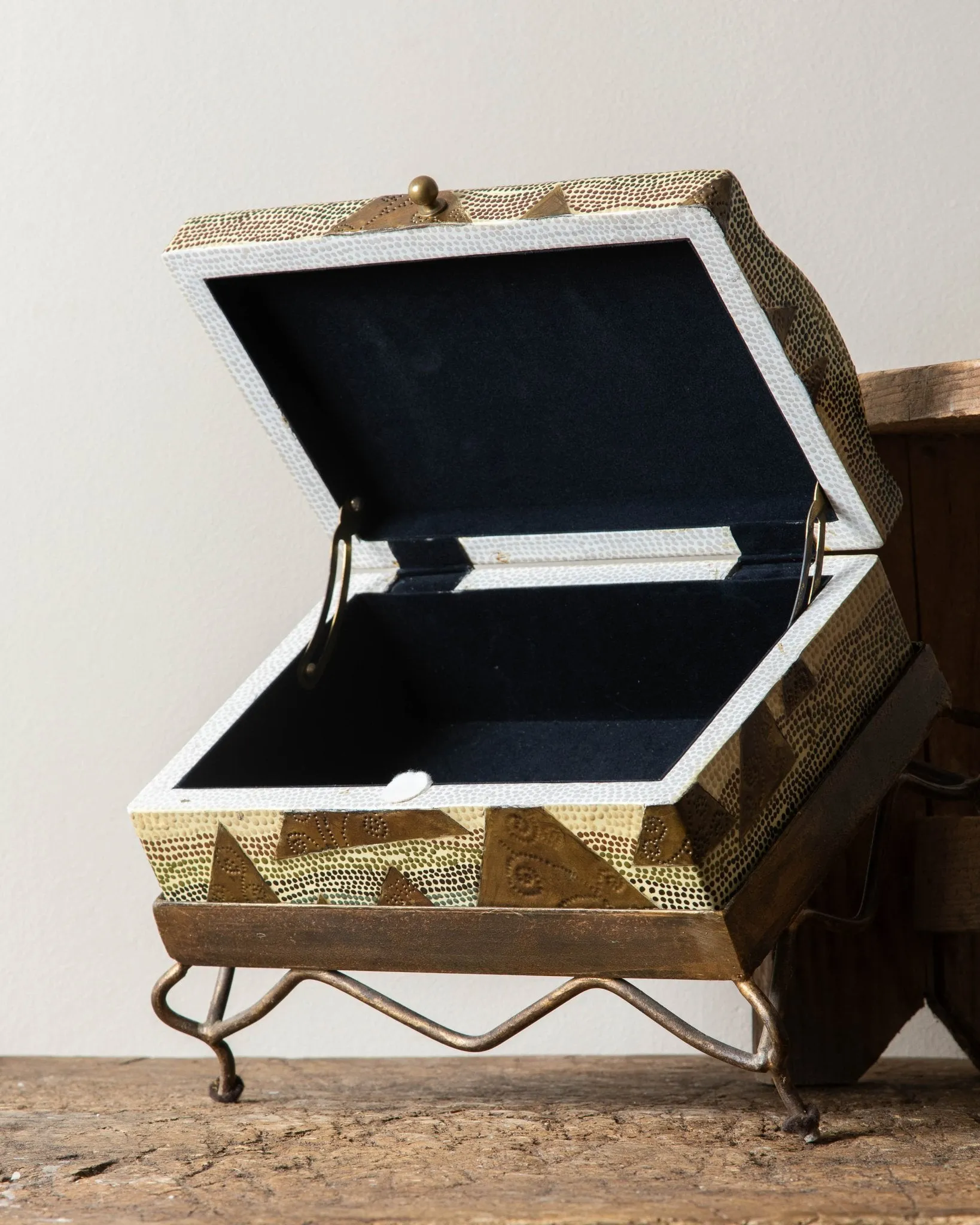 Post Modern Jewelry Box on Metal Stand