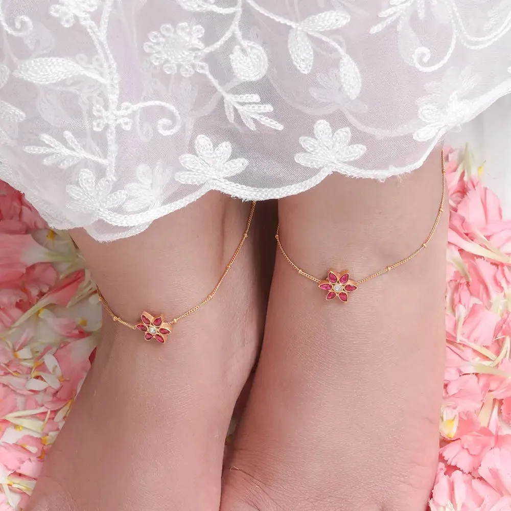 Silver 92.5 Flower Anklet