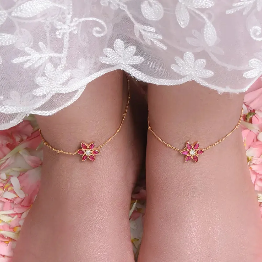 Silver 92.5 Flower Anklet