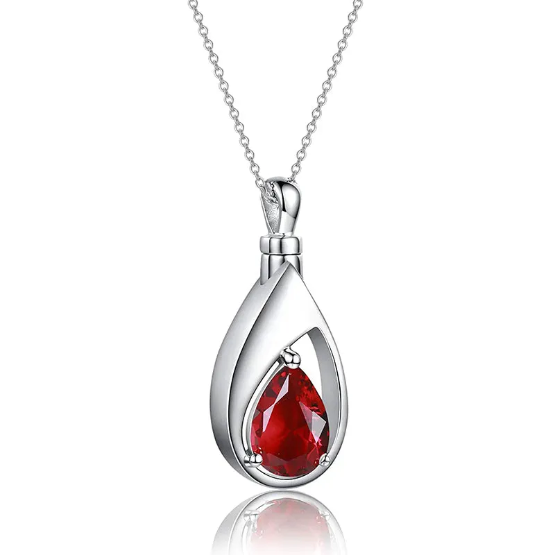 Sterling Silver Cremation Jewelry Memorial CZ Teardrop Ashes Keepsake Urns Pendant Necklace Ashes Jewelry Gifts Urn Necklace