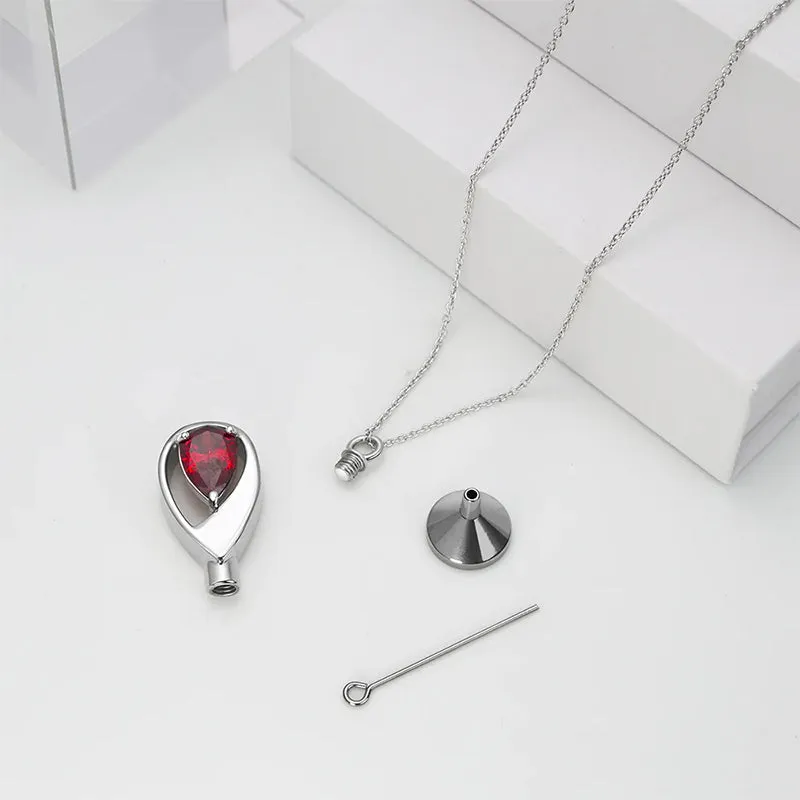 Sterling Silver Cremation Jewelry Memorial CZ Teardrop Ashes Keepsake Urns Pendant Necklace Ashes Jewelry Gifts Urn Necklace