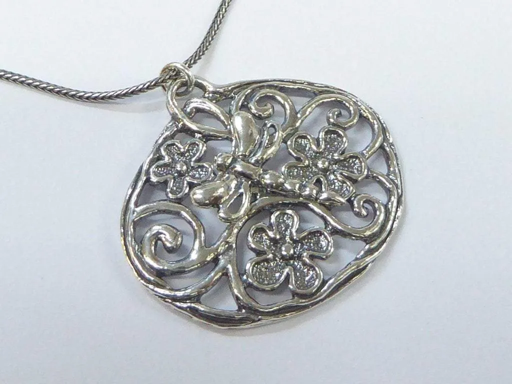 Sterling Silver necklace with dragonfly women's necklace Israeli jewelry