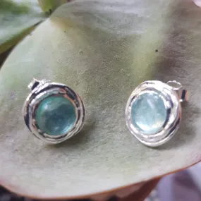 Stud earrings round roman glass earrings Israeli silver  jewelry