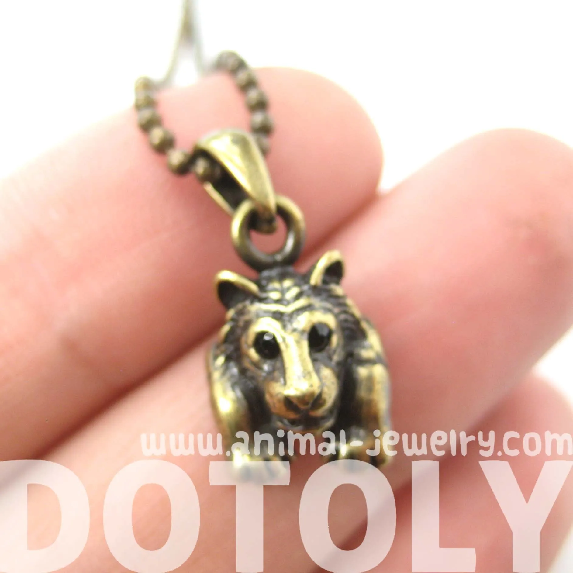 Tiger Realistic Animal Charm Necklace in Brass | Animal Jewelry