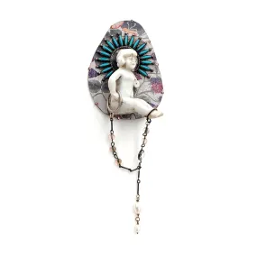 Turquoise Crowned Baby Brooch