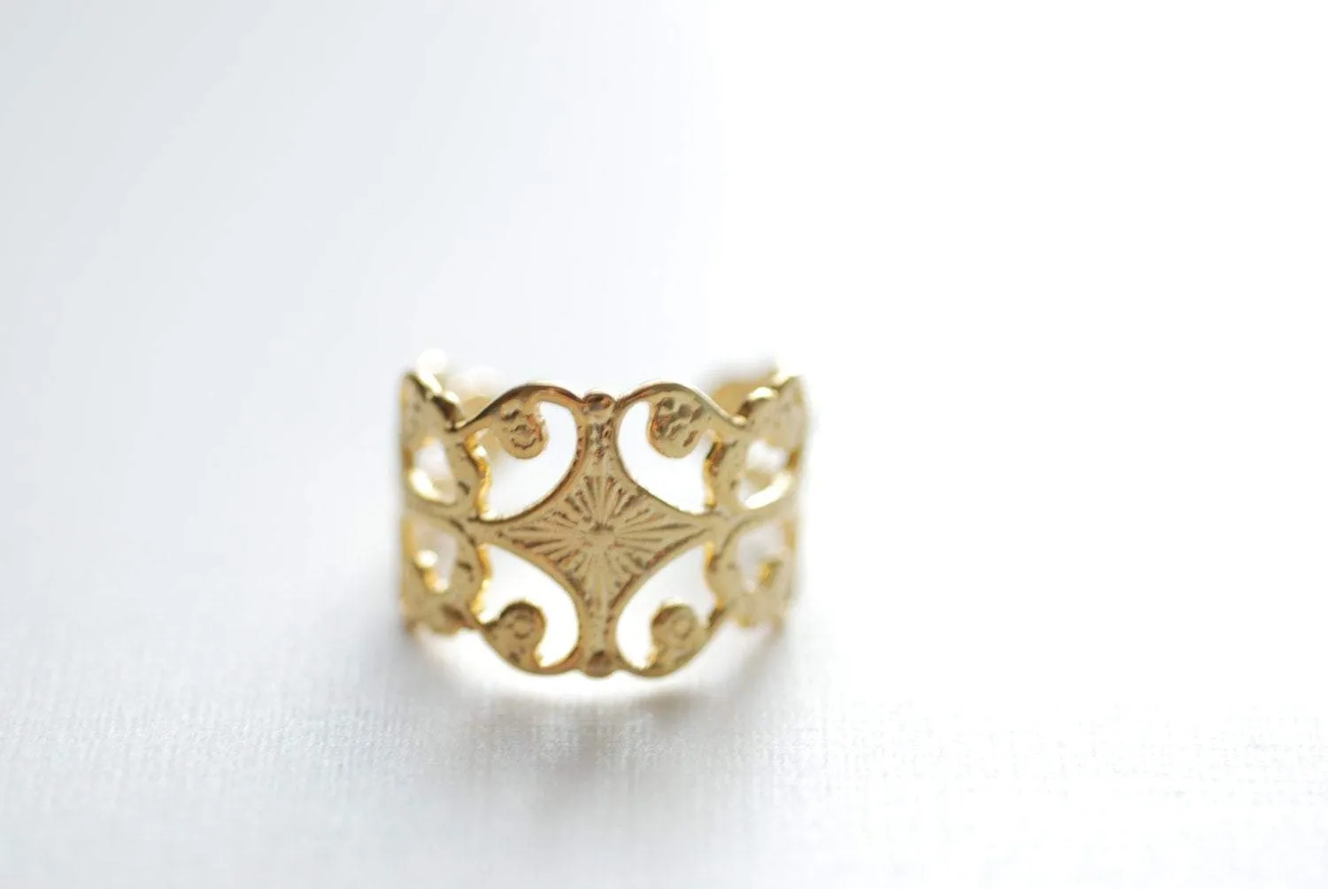 Wholesale Gold Filigree Ring Adjustable,18k gold ring, art deco ring, filigree ring, gold adjustable ring, Stacking Ring, Midi RIng