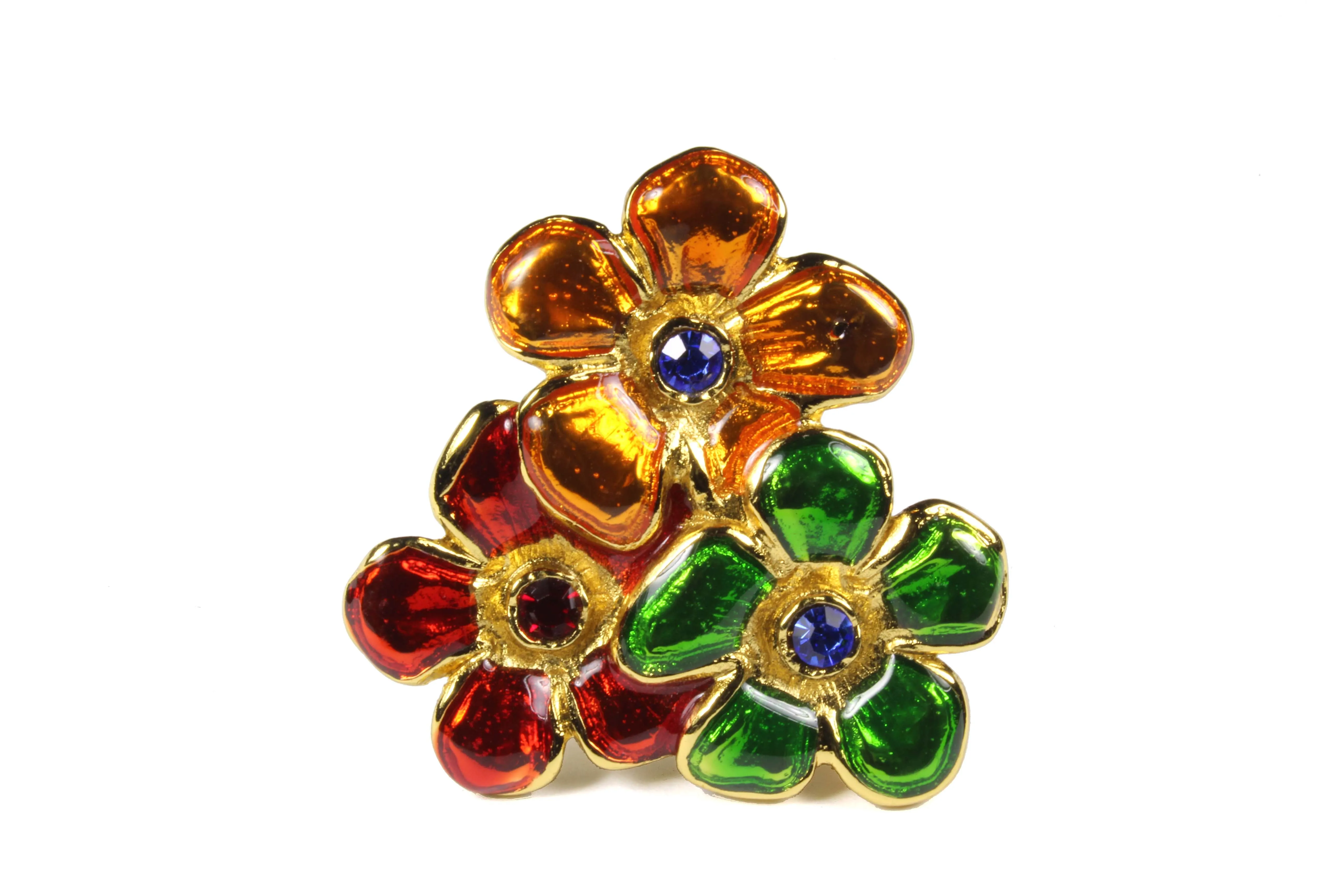 YVES SAINT LAURENT enamel flowers brooch