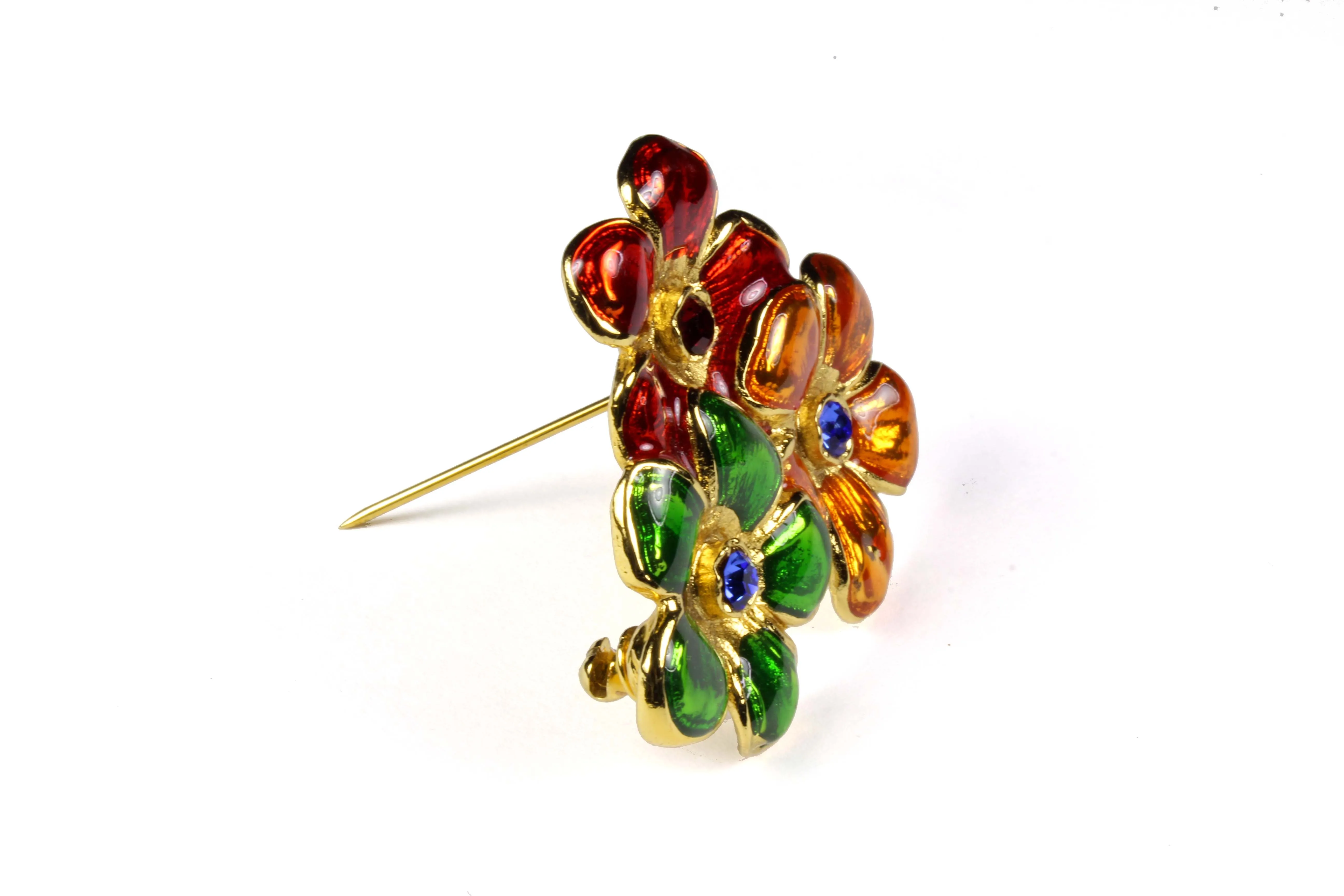 YVES SAINT LAURENT enamel flowers brooch