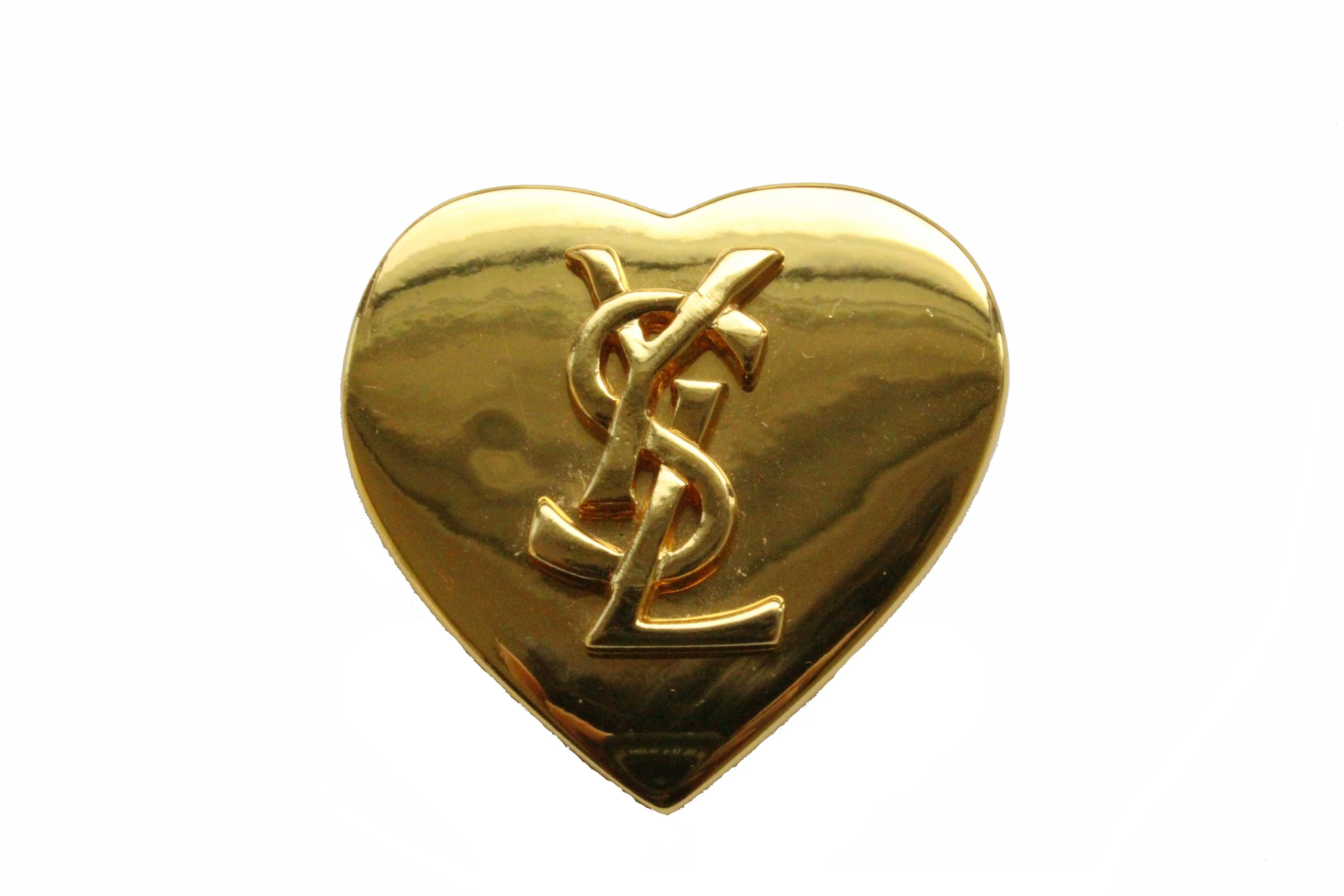 YVES SAINT LAURENT heart Logo brooch