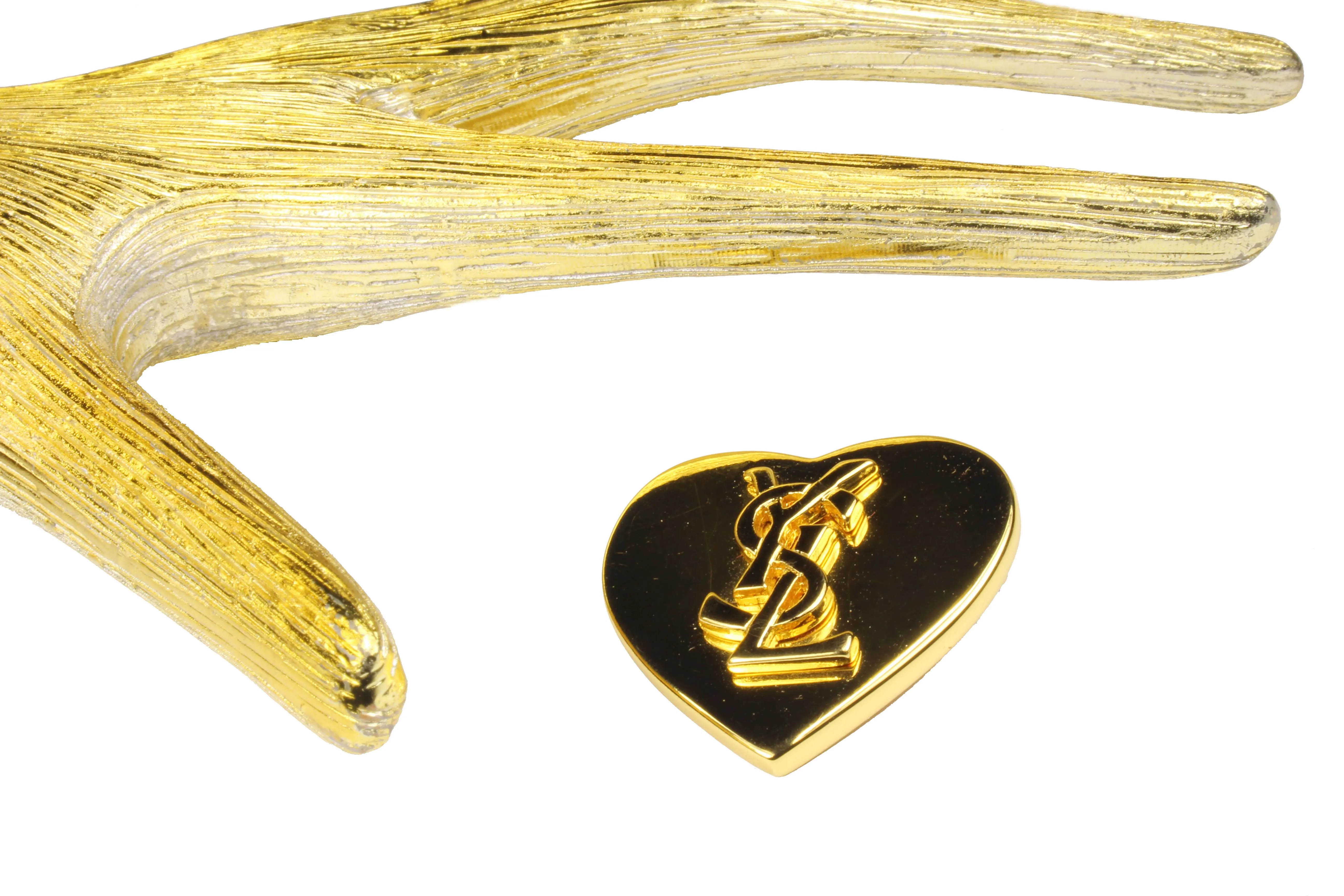 YVES SAINT LAURENT heart Logo brooch