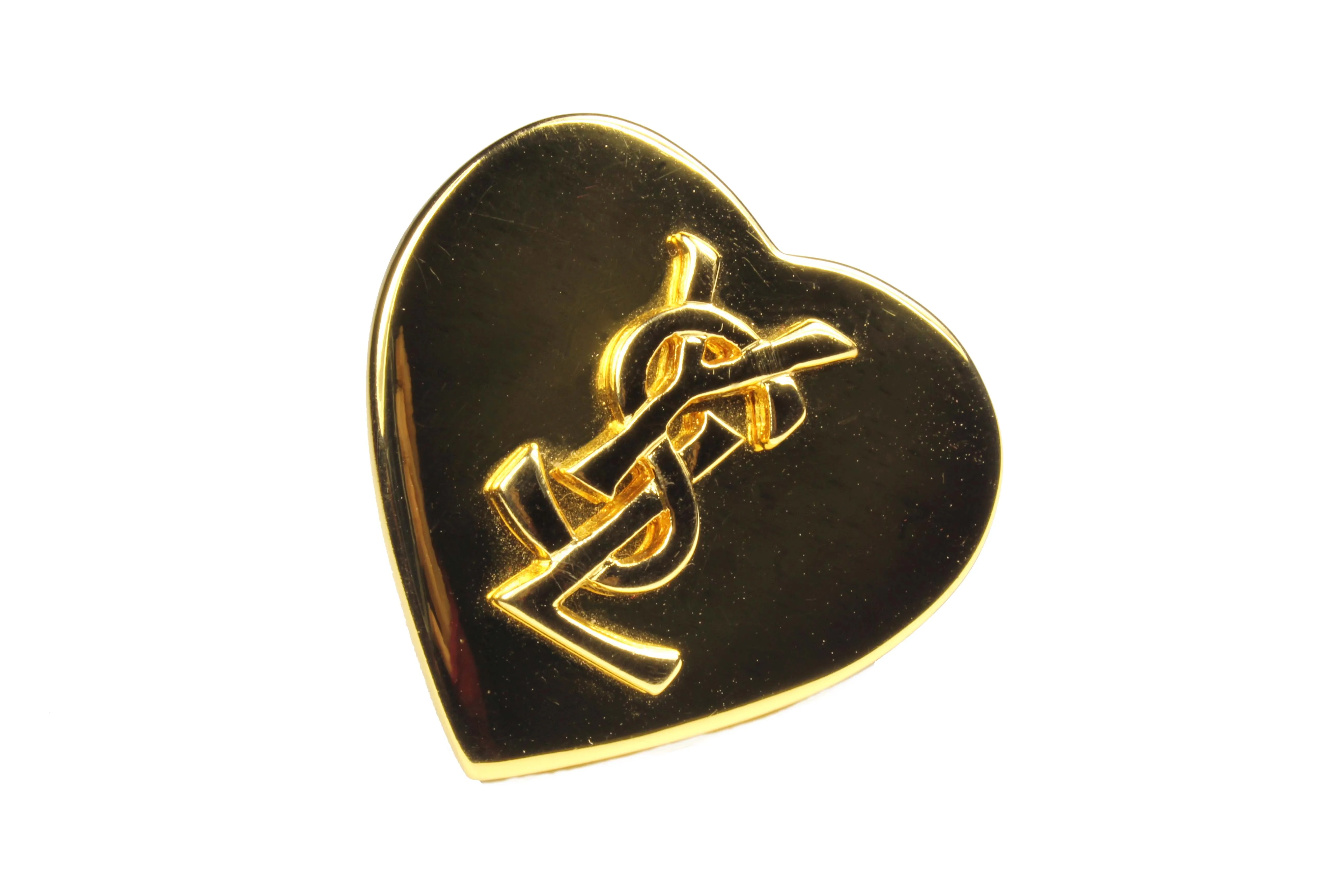 YVES SAINT LAURENT heart Logo brooch