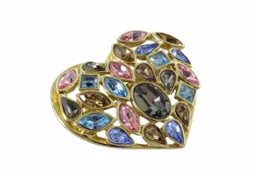 YVES SAINT LAURENT multicolor heart brooch